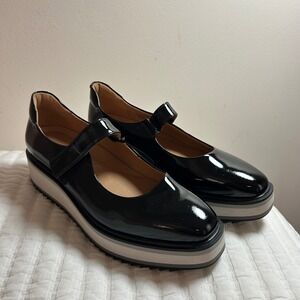 Johnston & Murphy Black Gracelyn Patent Leather Mary Jane Platform Shoes 9.5M